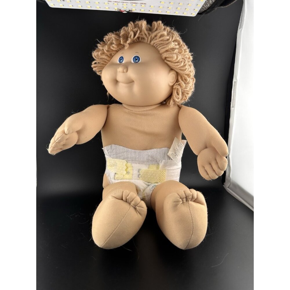 Vtg Cabbage Patch Kids 1986 Boy HM15 KT Factory Blue Eyes Wheat‎ Long Loops READ